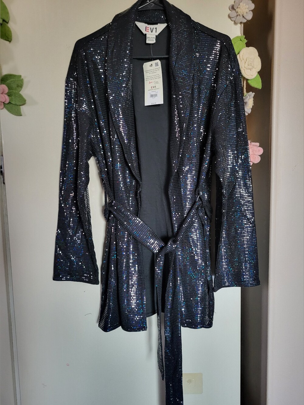 Ev1 Black Holographic Jacket, Xxl, New With Tags